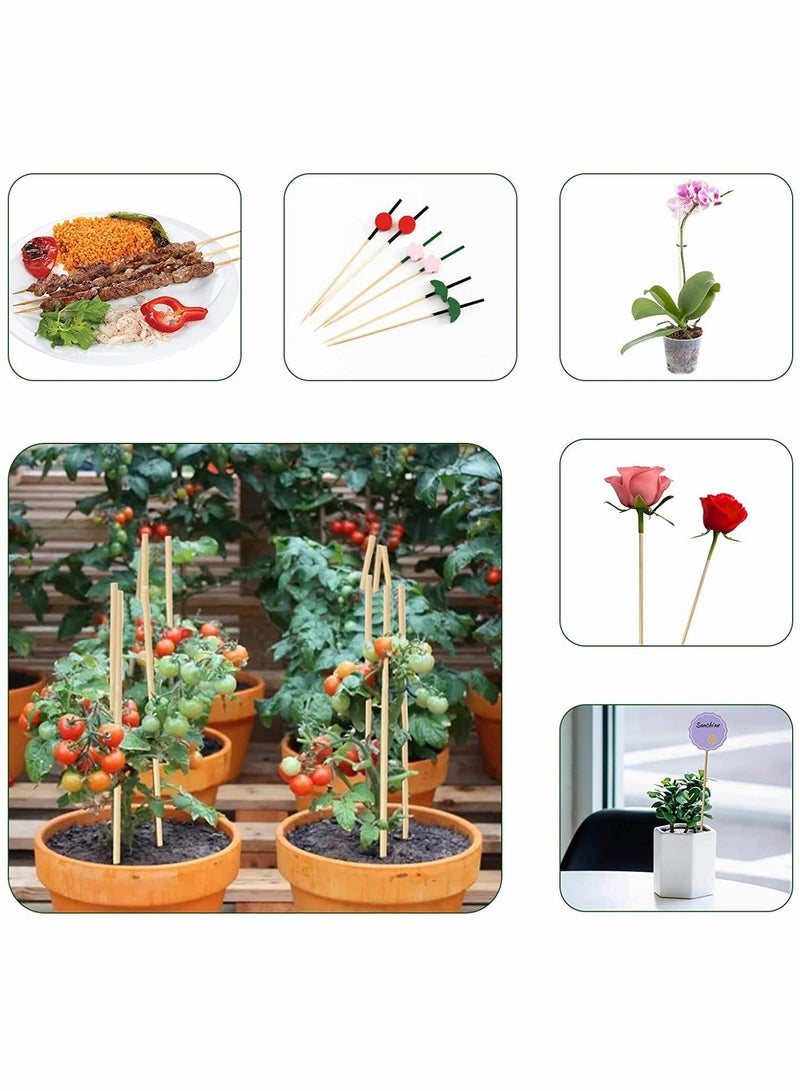 KASTWAVE Bamboo Plant Stakes,100 Pack 40cm Plant Sticks Support,Floral Plant Support Wooden,Indoor Gardening Plant Supports,Wooden Sign Posting Garden Sticks,with 9 cm Wires (200 pcs)