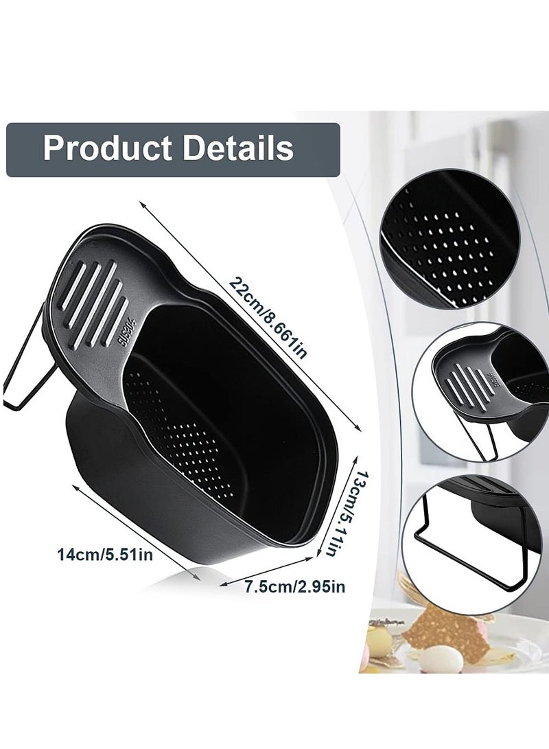 Sink Strainer Colander Drain Basket, Multifunction Saddle Leftover, Basket Space, for Kitchen Waste, Vegetable, Fruits, Black