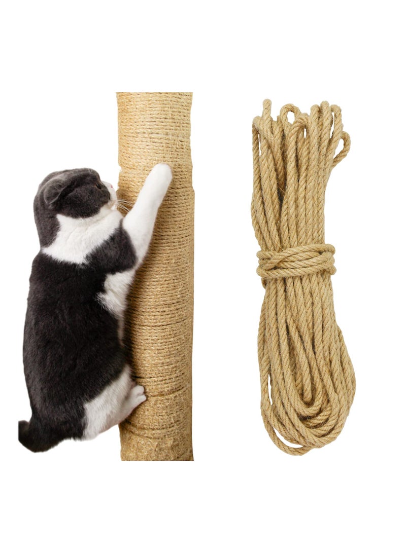 50 Ft Natural Sisal Rope for Cat Tower and Tree, Cat Scratching Post Replacement Heavy Duty Rope Heavy Duty Jute Twine Home Decoration for Scratching Pad, DIY Projects, Home Decoration (1/4