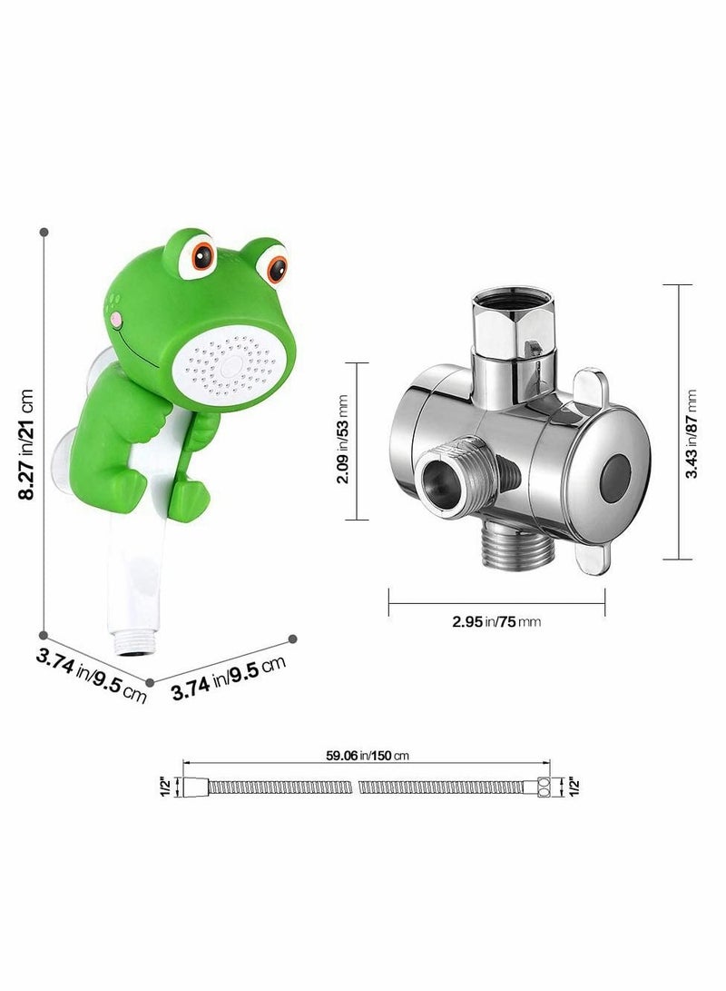 Children's Handheld Shower Head,Cartoon Water Flow Spray Shower Head Baby Kids Toddler Bath Bathing Accessories (Showerhead+Bracket+Hose+Diverter)