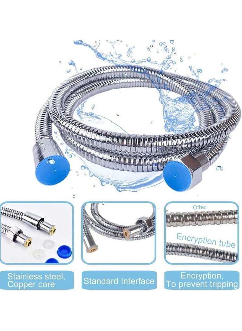 Shower Head, High Pressure Hand Held Showerhead, 360 Degree Rotating Water Saving Heads and Hose 2m Set with Pause Switch Adjustable Universal 3 Mode