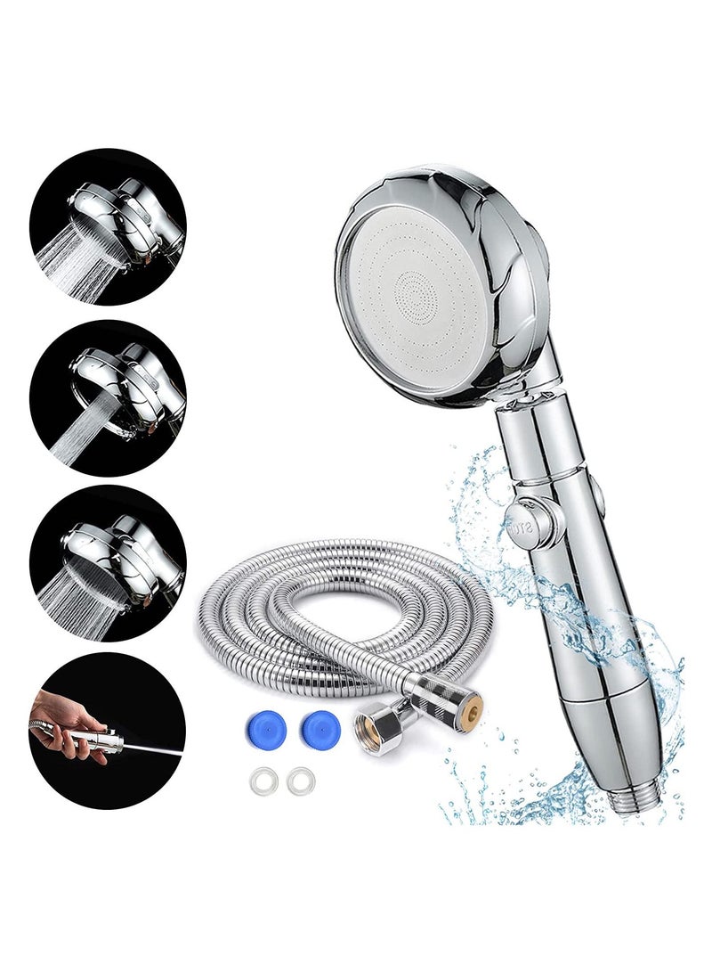 Shower Head, High Pressure Hand Held Showerhead, 360 Degree Rotating Water Saving Heads and Hose 2m Set with Pause Switch Adjustable Universal 3 Mode