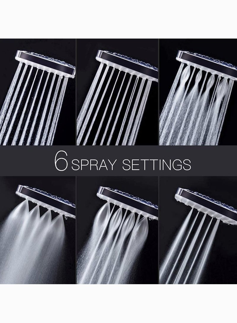 Shower Head High Pressure with 6 Spray Settings, SYOSI Adjustable Detachable Universal Handheld Shower Head Replacement for Adults Children Pets Use, Chrome(No Hose)