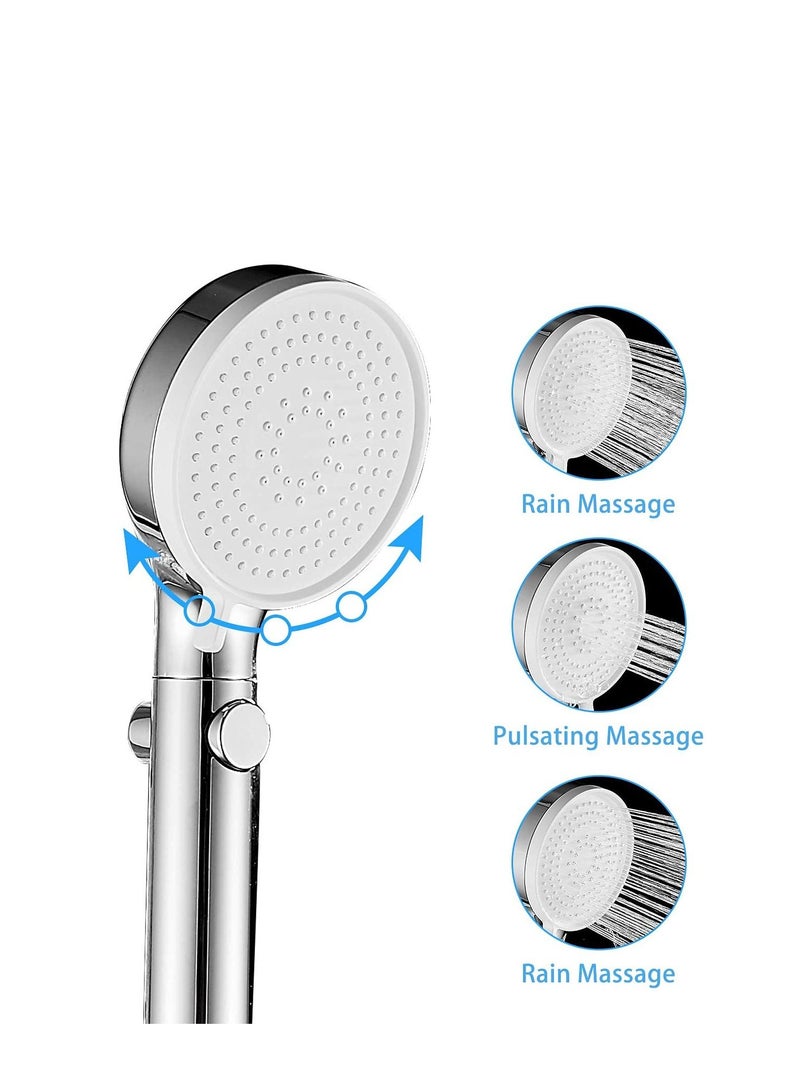 High Pressure Shower Head Hand-held with On / Off Switch - Shower Head with Handheld, 3-modes Handheld Shower Head with Hose, Chrome Finish, Water-saving, Tool - Free Installation