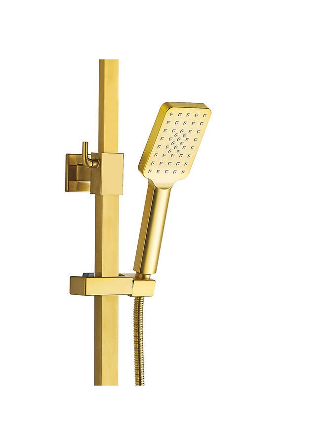 Danube Home Teriz Bath Shower With Rod & Rain Shower Complete Set, Brass Rain Shower Complete Set With Rods L 95 x W 43 x H 16 Cm Gold