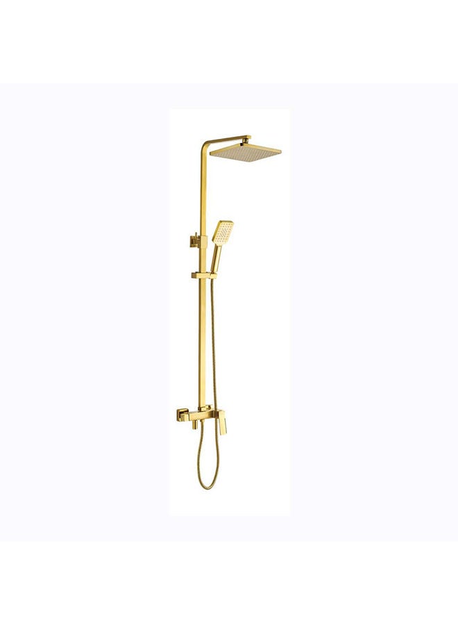 Danube Home Teriz Bath Shower With Rod & Rain Shower Complete Set, Brass Rain Shower Complete Set With Rods L 95 x W 43 x H 16 Cm Gold