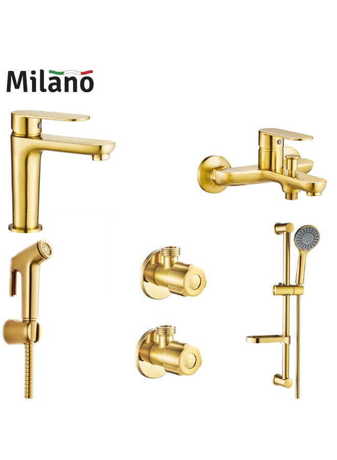 Verdi Collection Complete Set With Matte Color, Brass Body Complete set for Toilets, Bathroom, Lavatory Gold