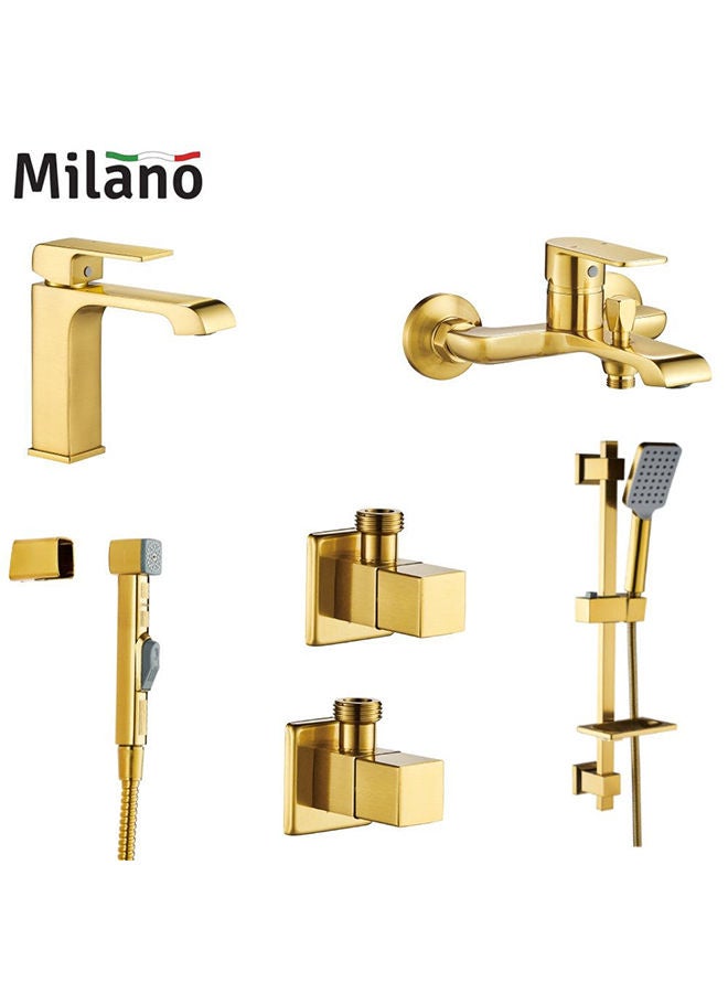 Power Collection Complete Set With Matte Color, Brass Body Complete set for Toilets, Bathroom, Lavatory Gold