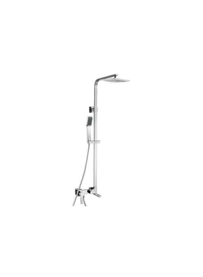 Danube Home Hope Bath Shower With Rod & Rain Shower Complete Set, Stainless Steel Rain Shower Complete Set With Rods L 96 x W 84 x H 4 Cm Chrome