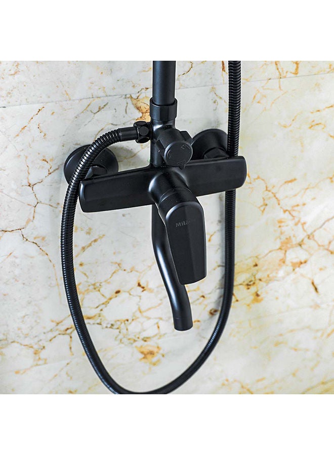 Tina Rain Shower Complete Set Square, Brass Rain Shower for Toilets, Bathroom, Lavatory L 75.5 x W 34 x H 72 cm Black