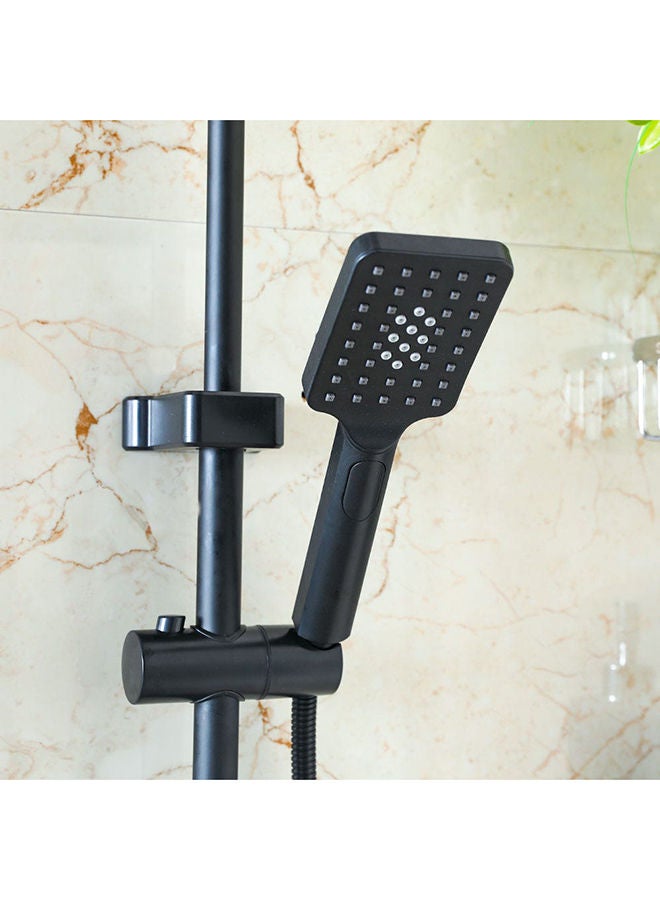 Tina Rain Shower Complete Set Square, Brass Rain Shower for Toilets, Bathroom, Lavatory L 75.5 x W 34 x H 72 cm Black