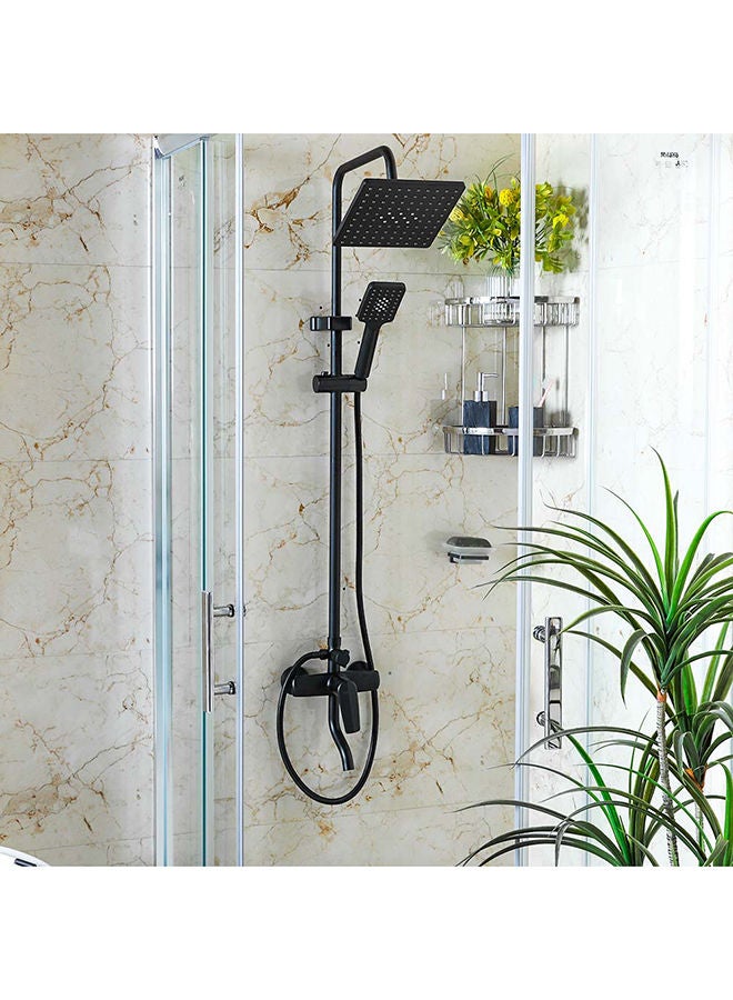 Tina Rain Shower Complete Set Square, Brass Rain Shower for Toilets, Bathroom, Lavatory L 75.5 x W 34 x H 72 cm Black