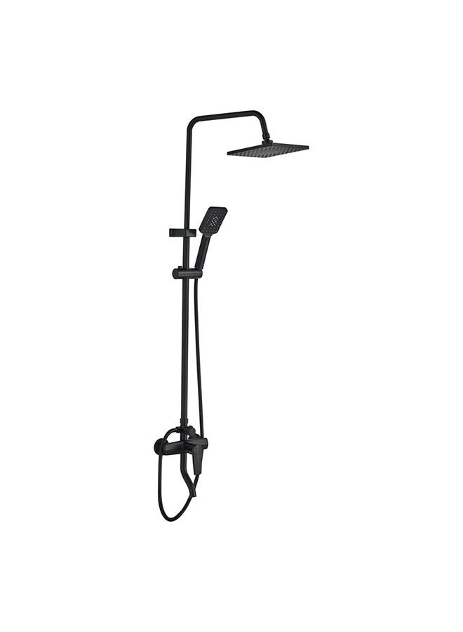 Tina Rain Shower Complete Set Square, Brass Rain Shower for Toilets, Bathroom, Lavatory L 75.5 x W 34 x H 72 cm Black