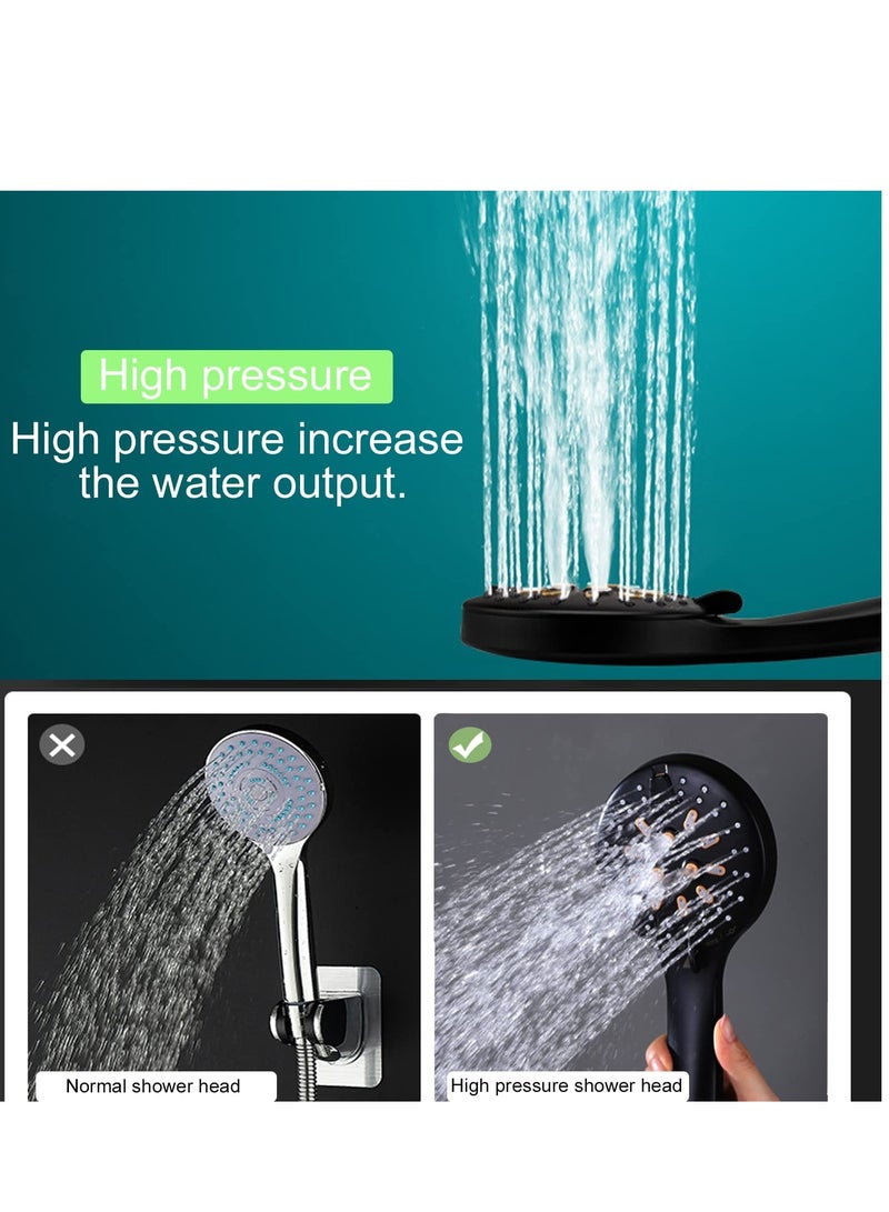 Handheld Shower Head Set Stainless Steel Bath Showerheads, Shower Heads High Pressure With 6 Function Setting Multi functions Shower Head Holder 9.8Inch Shower Sprinkler