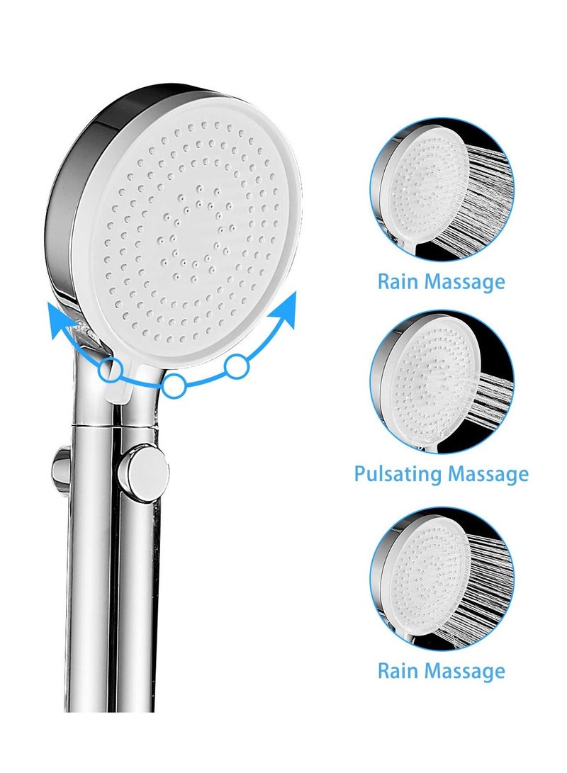 SYOSI High Pressure Shower Head with Switch, Shower Head with Handheld, 3 Modes Handheld Shower Head with Hose, Chrome Finish