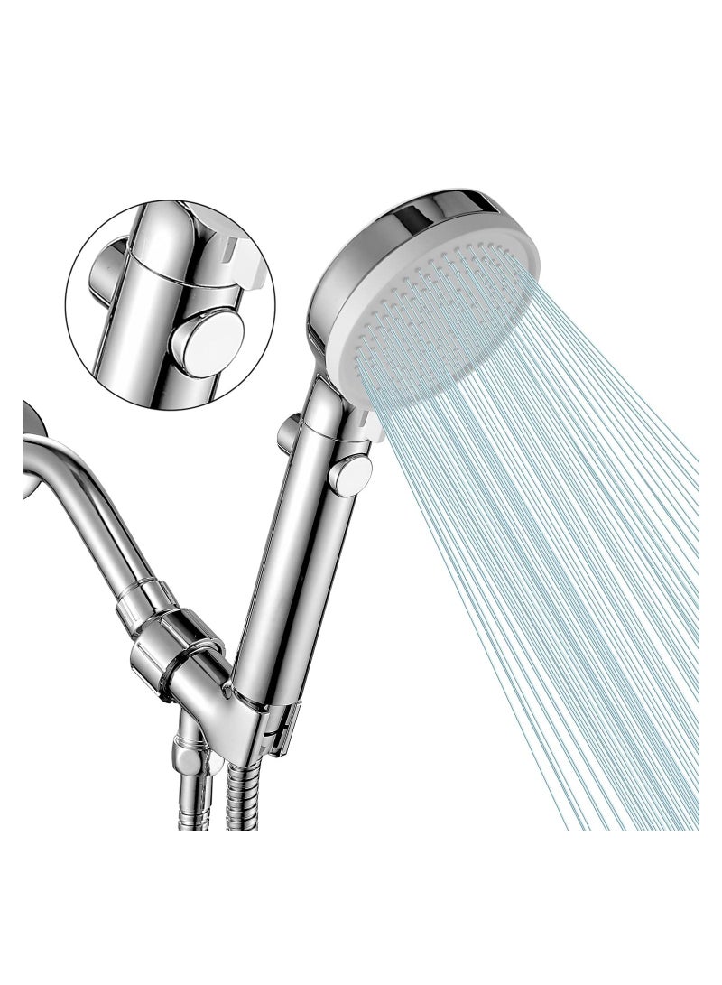 SYOSI High Pressure Shower Head with Switch, Shower Head with Handheld, 3 Modes Handheld Shower Head with Hose, Chrome Finish