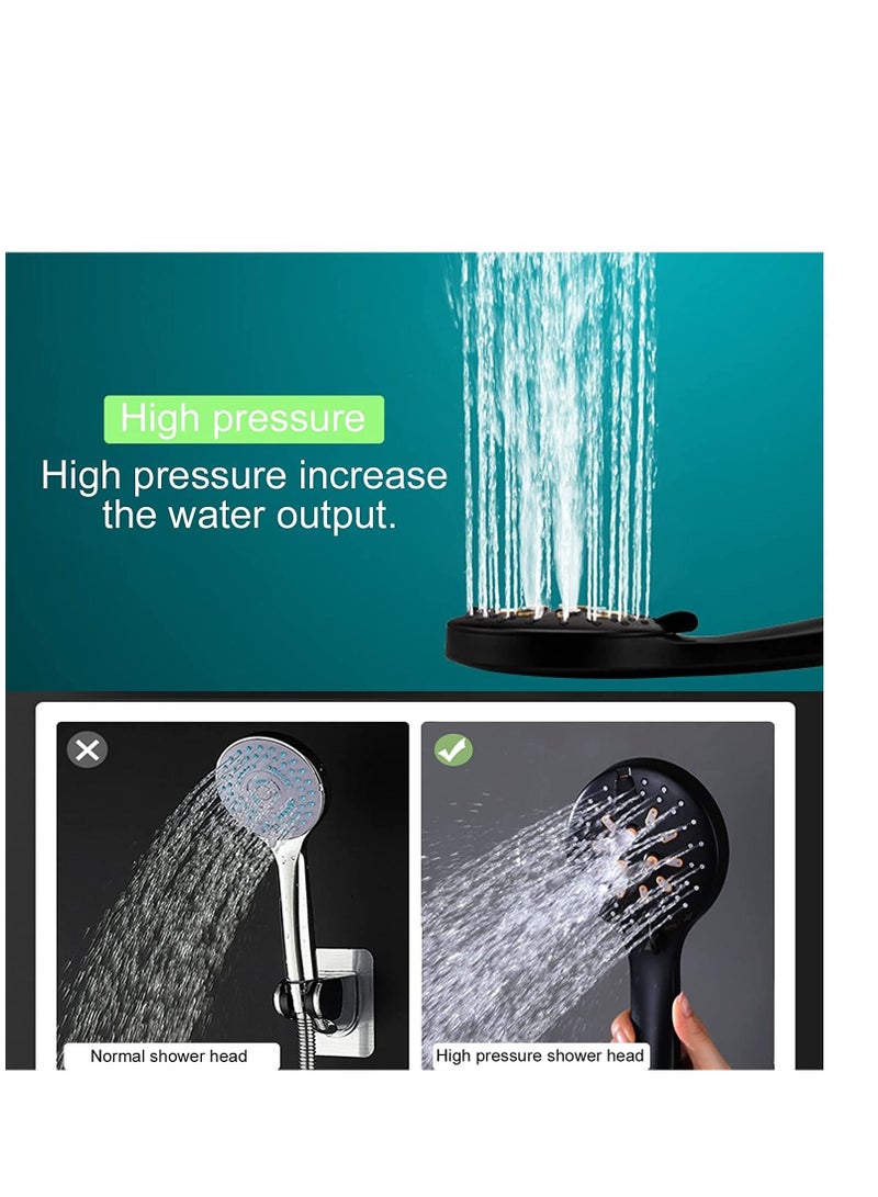 Handheld Shower Head Set Stainless Steel Bath Showerheads Shower Heads High Pressure With 6 Function Setting Multi functions Shower Head Holder 9.8Inch Shower sprinkler