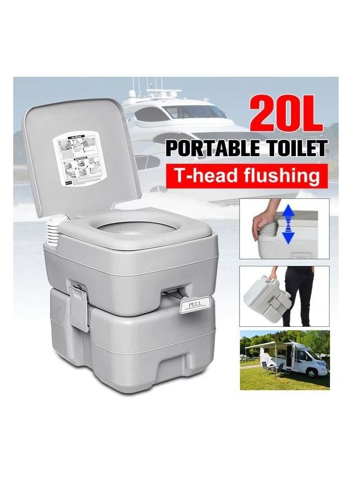 Travel Camping Portable Toilet Flush 5 Gallon 20 L Outdoor Grey