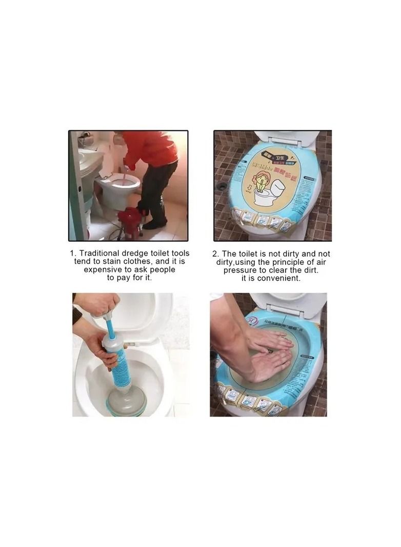 5-Pieces High Pressure Manual Unclog  Nightstool Sticker,Toilet Polyethylene Sticker,Transparent Sticker Toilet Dredging Post Household Portable Accessories Toilet Cleaning Tools