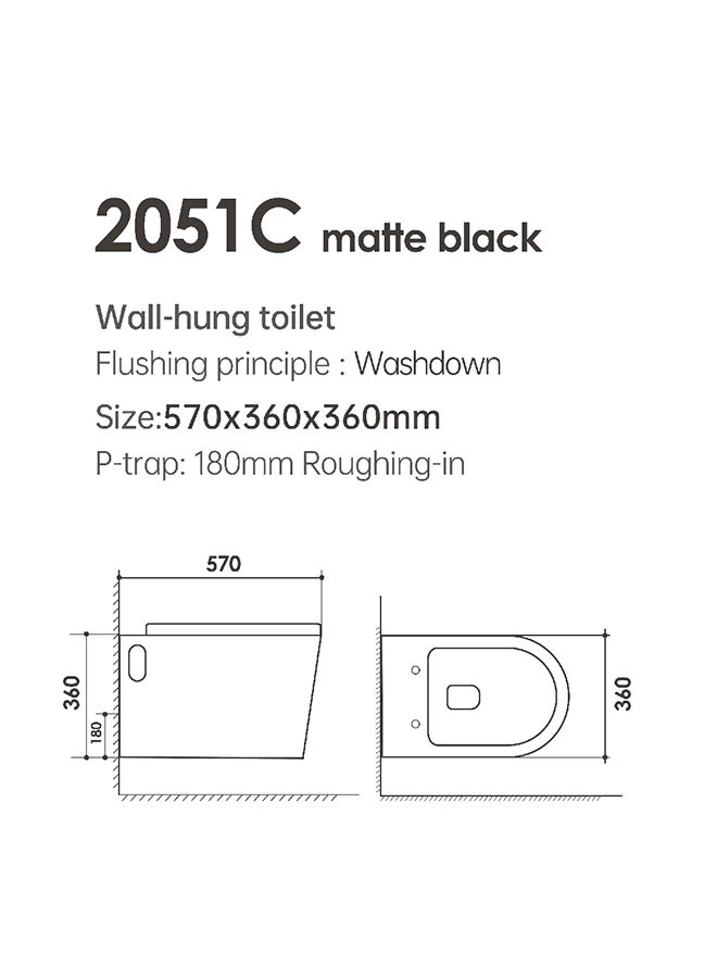 Wall Hung WC Ceramic Wc With Matted Color Water Closet Wall Hung WC P Trap For Bathroom Commercial Lavatories Black