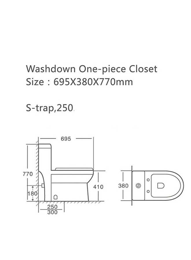 WC S Trap Ceramic Wc S Trap Water Closet Wc S Trap For Bathroom Commercial Lavatories L 69.5 X W 38 X H 77 Cm Black