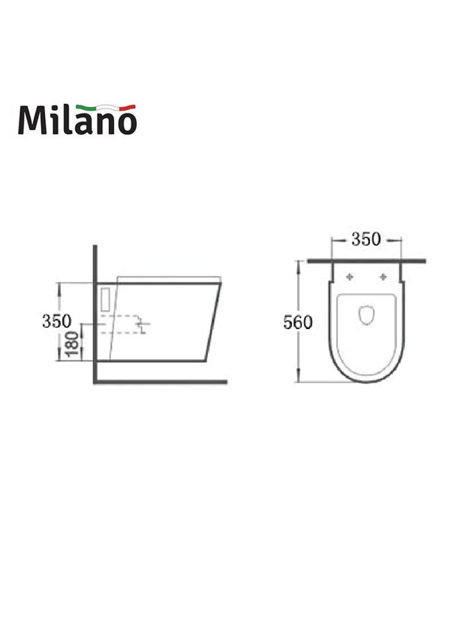 Wall Hung Water Closet WC 1 Pcs Set Ceramic Wall Hung Water Closet Wall Hung WC P Trap L 56.5 X W 35 X H 35 Cm White