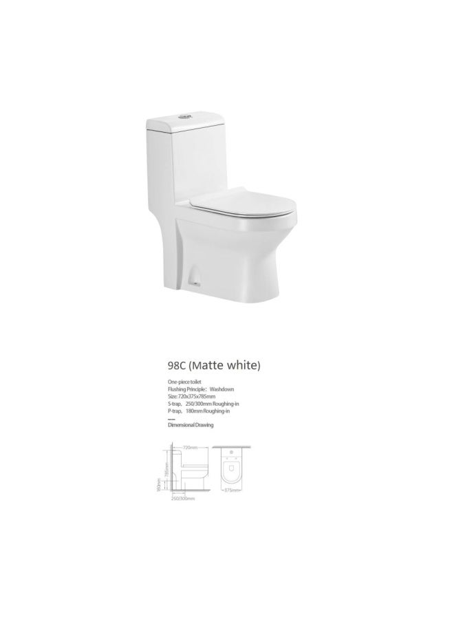 Milano Wc Model No.98C S-Trap 250Mm Matte White