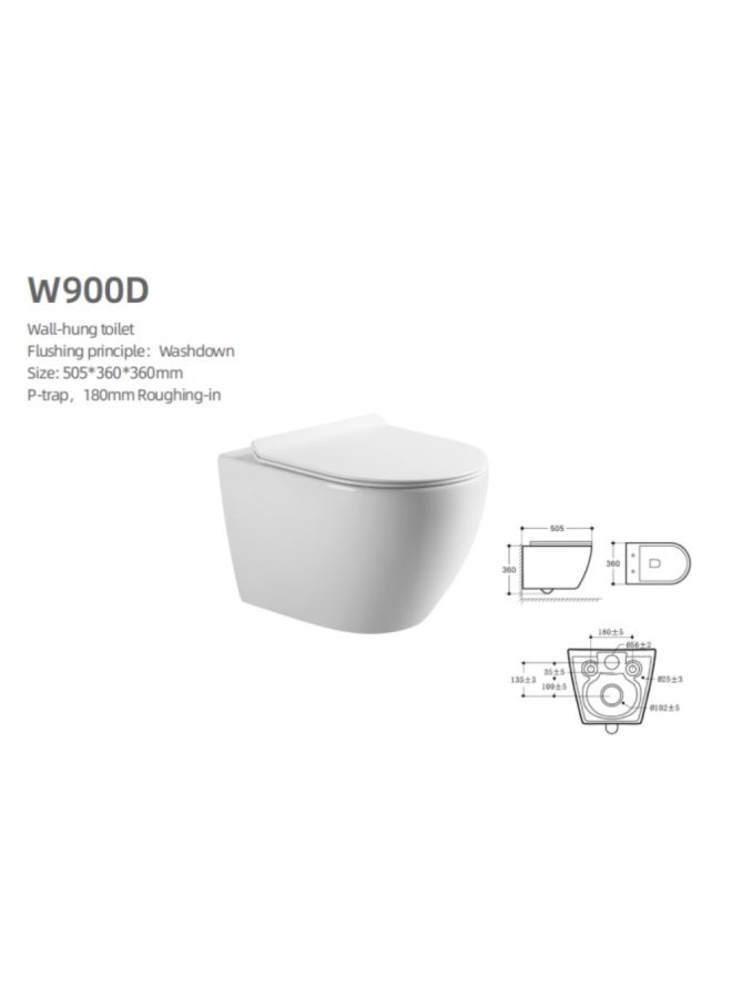 Milano Zina Pro Wall Hung Wc W900D 505*360*360 White