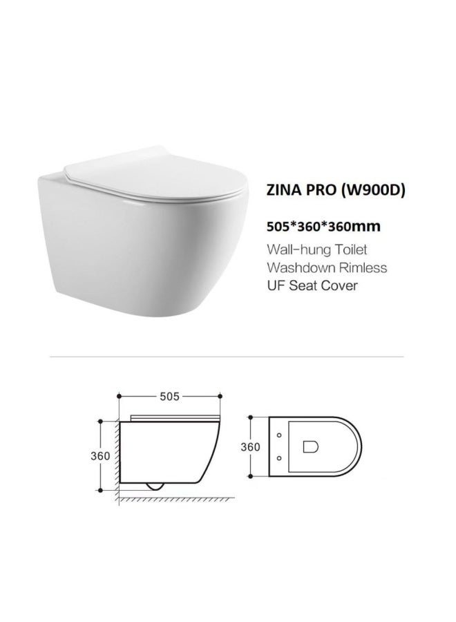 Milano Zina Pro Wall Hung Wc W900D 505*360*360 White