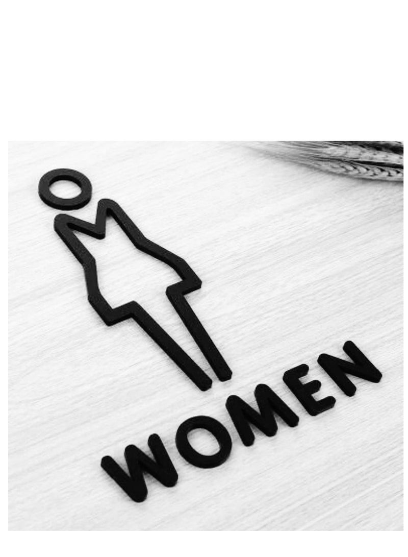 Toilet Sign for Home and Business Office Restroom Washroom Door Wall  Acrylic with Strong Self-Adhesive Tape for Easy Installation