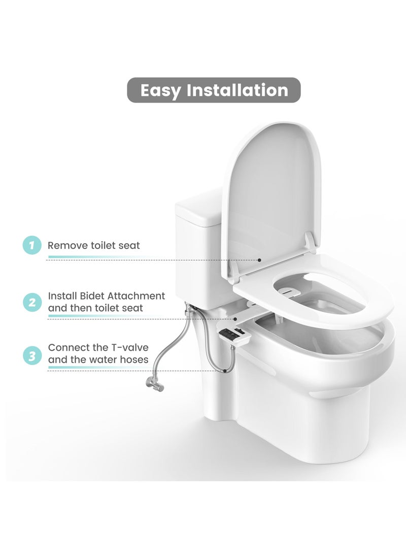 Bidet Attachment for Toilet, Ultra-Slim Self Cleaning Fresh Cold Water Sprayer Bidets for Existing Toilets Seat, Non-Electric Dual Retractable Nozzles Badays for Existing Toilets