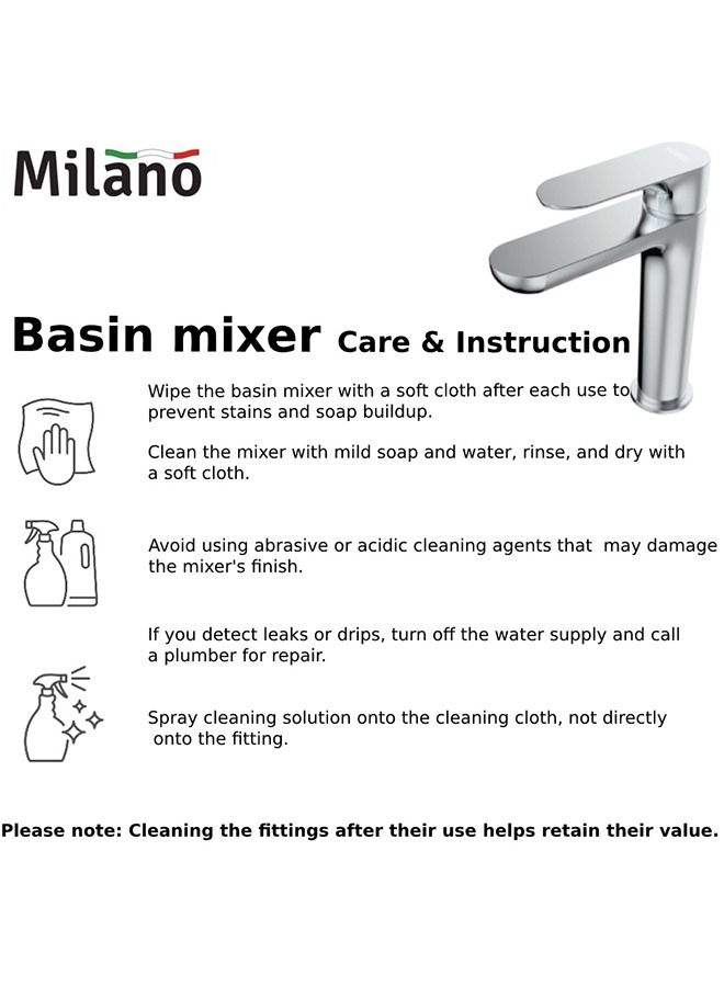 Milano Aliz Basin Mixer With Pop Up Waste