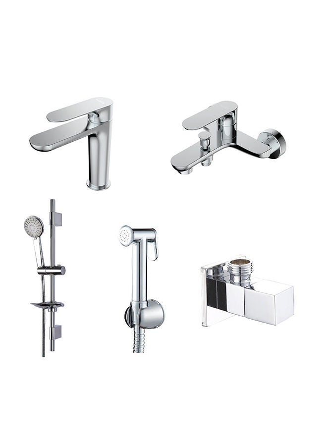 5-Piece Verdi Collection (Basin+Bath+Shattaf+Angle Valve+Kit)