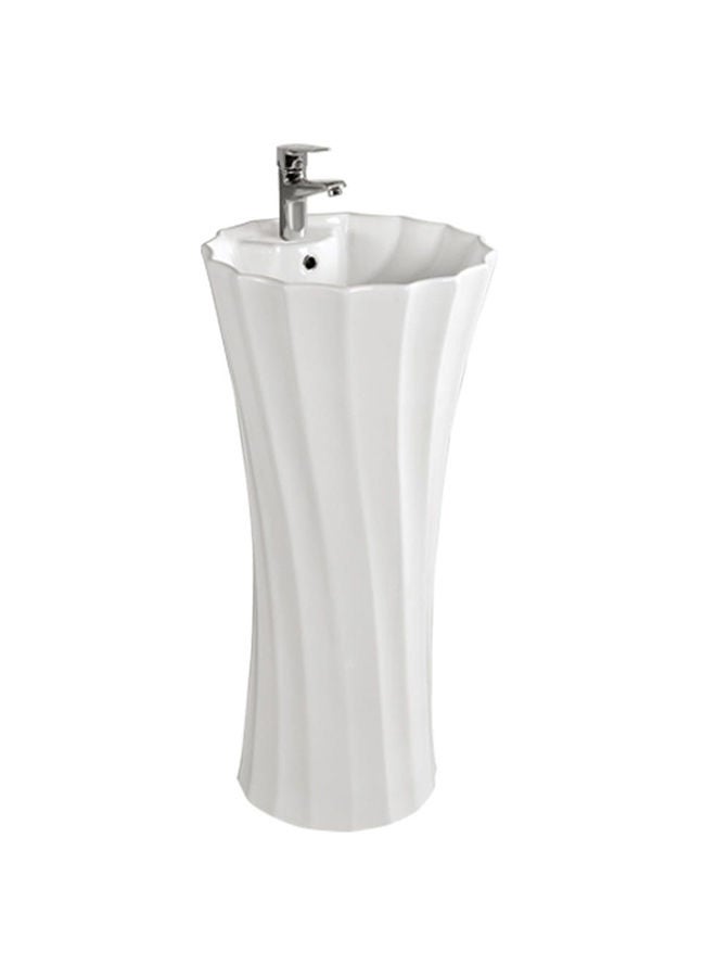 Patt Decorative Basin Ceramic Wash Basin Sink For Bathroom, Commercial Lavatories, L 40 x W 40 x H 82 Cm White