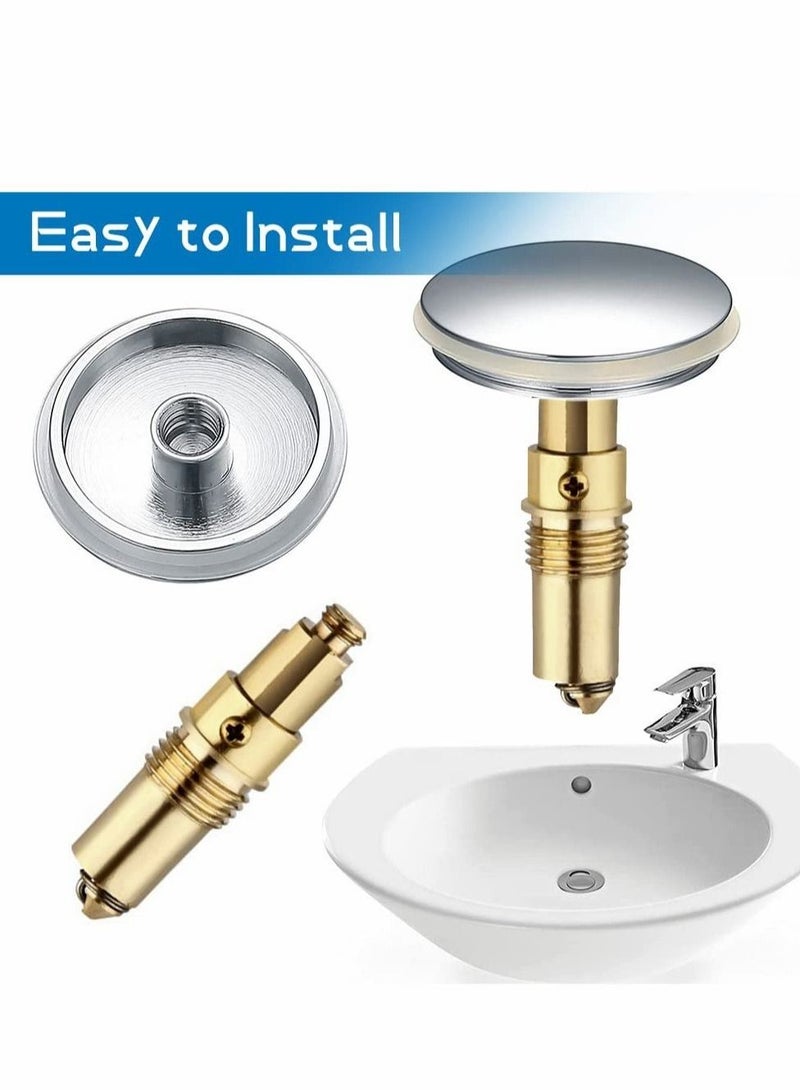 Basin Click Clack 2pcs Spring Brass Plug Bolt Basin Sink clicker Slotted Plug Bolt Replacement Push Internal Spring Plug for Bathtub Sink Basin Drain Stopper