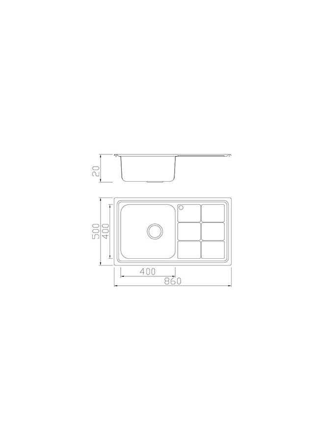 Kitchen Sink High Grade Inset Single Bowl And Single Drainer Stainless Steel Single Bowl Kitchen Sink For Bathroom Kitchens L 86 X W 50 X H 20 Cm Chrome