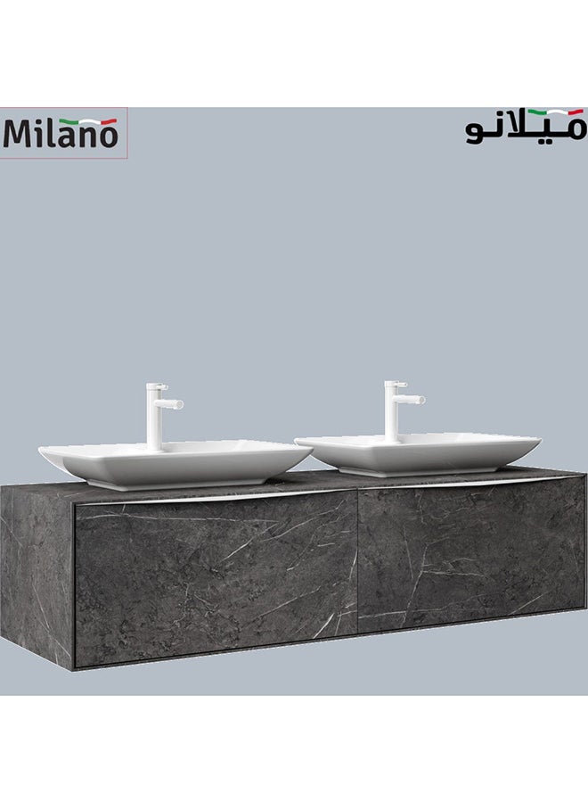 Mono Vanity W/ 2 Basin Without Mirror 160 Cm Allbox Bathroom Storage Cabinet Grey