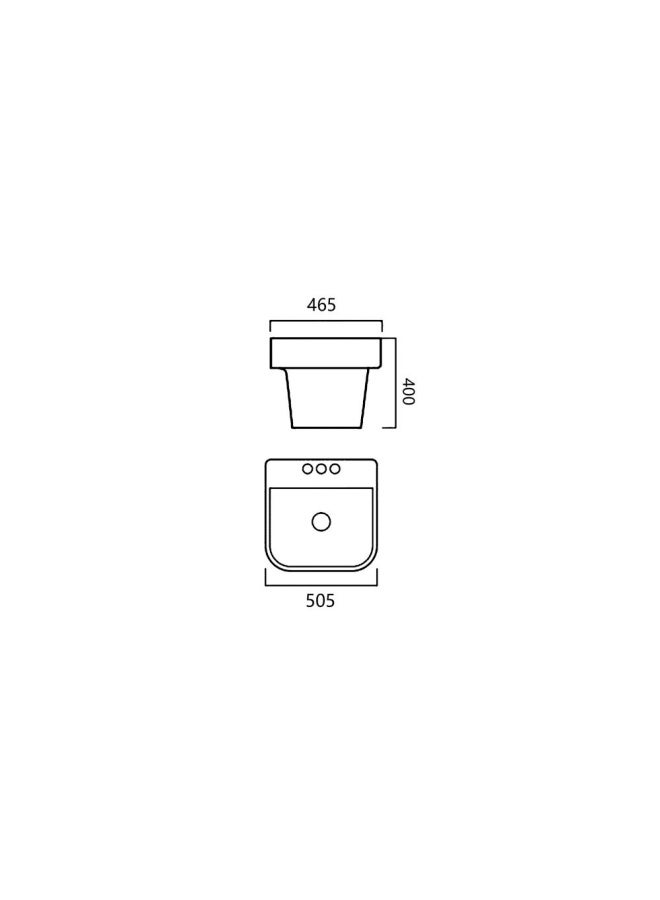 MILANO WALL HUNG WASH BASIN SINGLE MOULD 8522 - 505x465X390MM WHT SQUARE