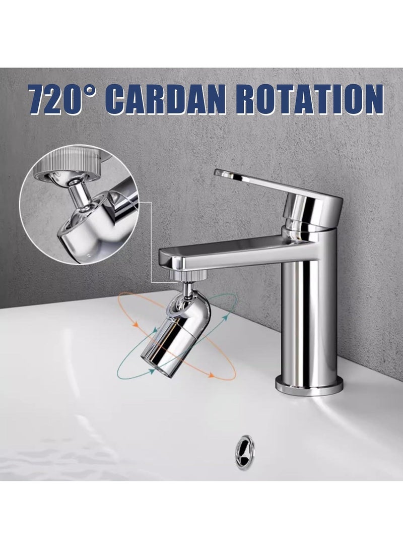 2 Pack Faucet Extender, 720° Swivel Faucet Aerator, 2 Water Outlet Modes, Faucet Extender for Kitchen 55/64 inch Female Thread, Kitchen Sink Aerator Chrome