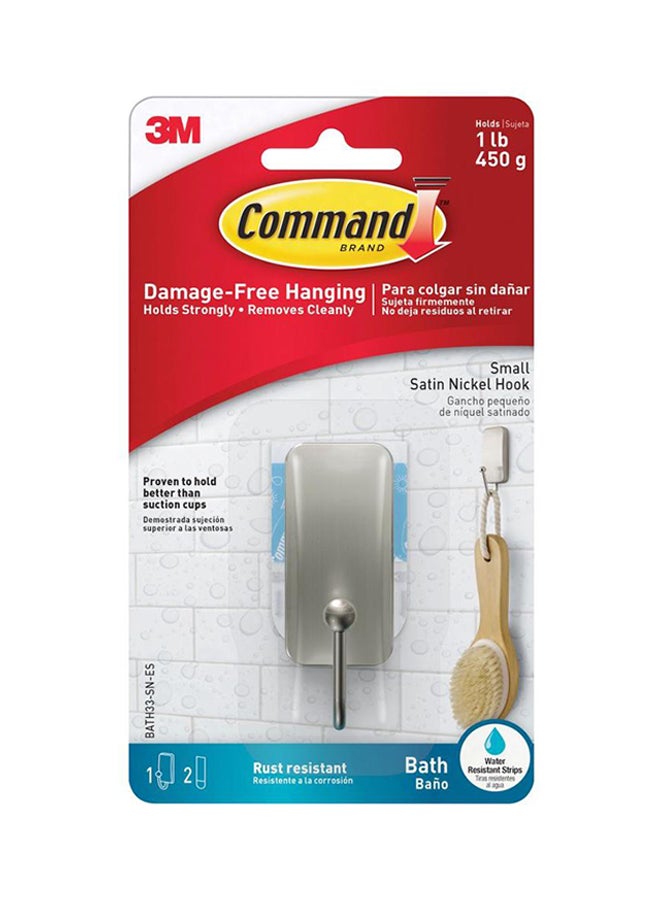 Damage-Free Hanging Bath Hook Satin Nickel S