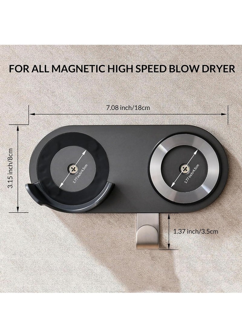 Wall Mount Hair Magnetic Dryer Holder, with Plug Cord Organizer, Magnetic Bracket Stand Storage Organizer Compatible for Dyson Supersonic Hair Dryerfor Cabinet Bathroom Aluminum Alloy, Grey