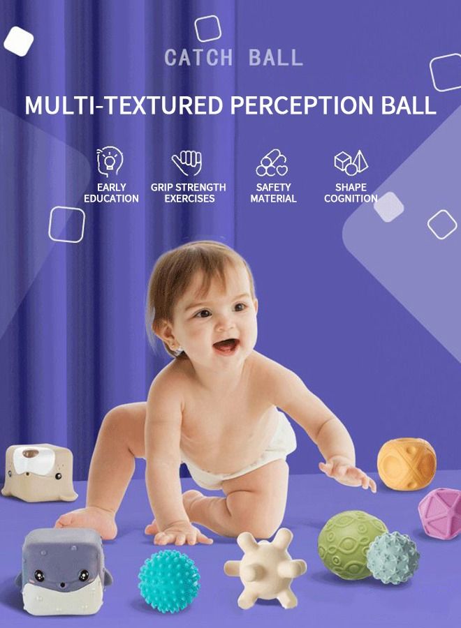 Baby Sensory Ball Set Touch Hand Ball Toy Soft Squeeze Ball, Colorful Squeeze Ball, Water Bath Toy and Stress Relief Ball Set, Textured Hand Ball Sensory Toy