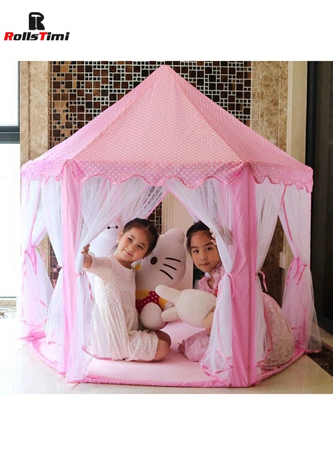 Foldable Portable Stylish Unique Design Hexagonal Indoor Outdoor Princess Castle Play House Tent 140x135x140cm