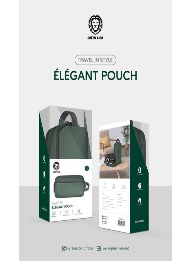 Elegant Pouch Travel In Style, Luxurious, Top Grade Material, Waterproof And Quick-Dry interior And Coating, Shock Resistance To Fall Off, Multifunctional Storage with Multi Pockets - Dark Green