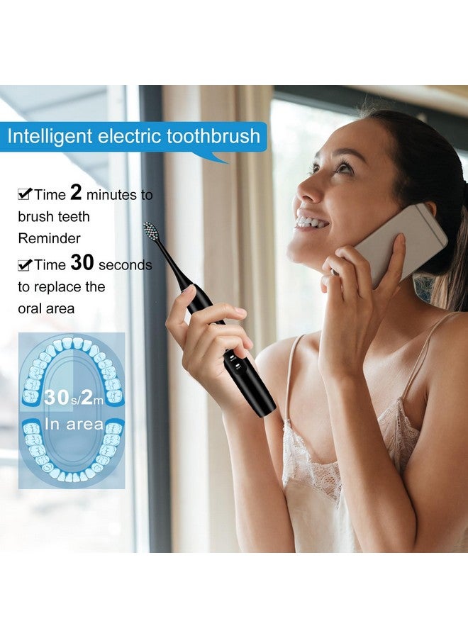 Electric Toothbrush Set, Comes With 8 Brush Heads & Travel Case,4 Modes With 2 Minutes Built In Smart Timer, One Charge For 60 Days, 42000 Vpm Motor (Black)