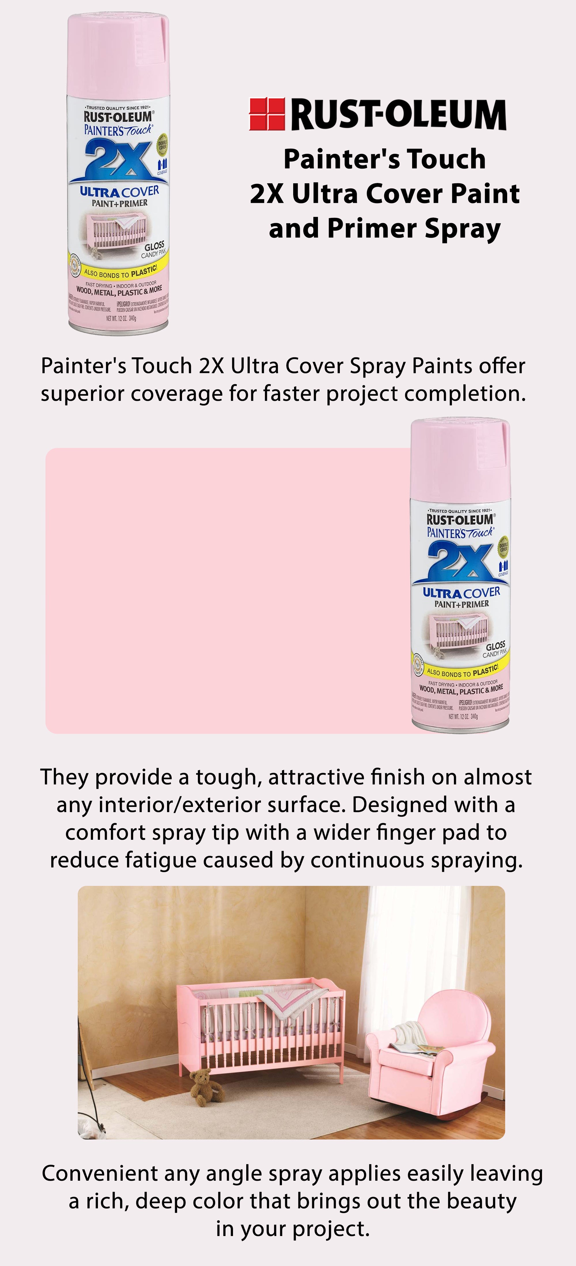 Rust-OlEUm 249119 Painter'S Touch 2X Ultra Cover, 12 Ounce (Pack Of 1), Gloss Candy Pink