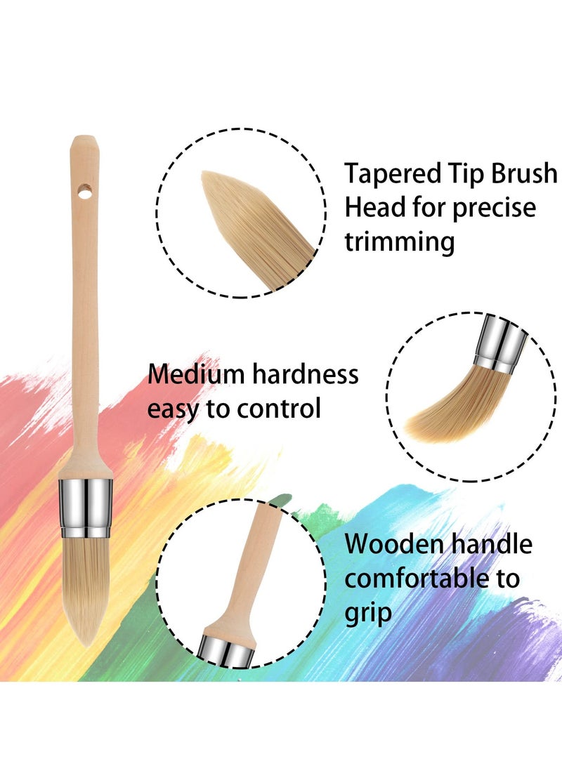 Round Pointed Paint Brush, Trim Painting Tool,  Edge Painting Tool with Wooden Handle, Small Paint Brushes for Walls, Round Paint Brush for House Wall Edges, Trim Paint Brushes 4 Pieces