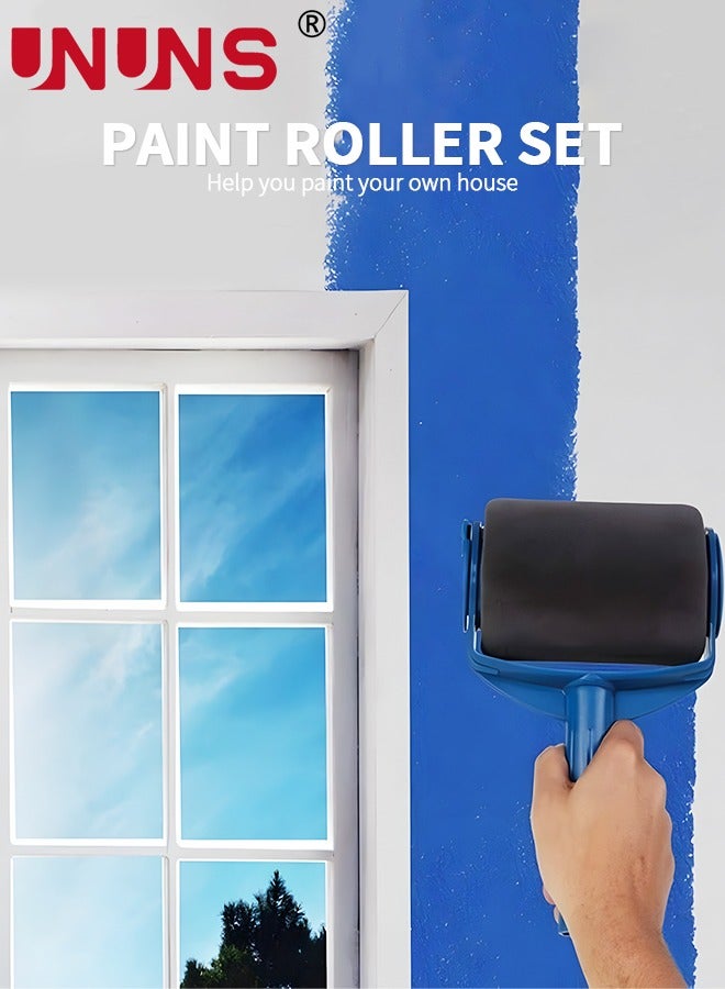 Paint Roller Set,7Pcs Wall Painting Handle Tool With Paint Runner Brush,Wall Printing Brush,3 Extension Poles,Printing Brush Tray, Handle Flocked Edger Room For Walls And Ceiling