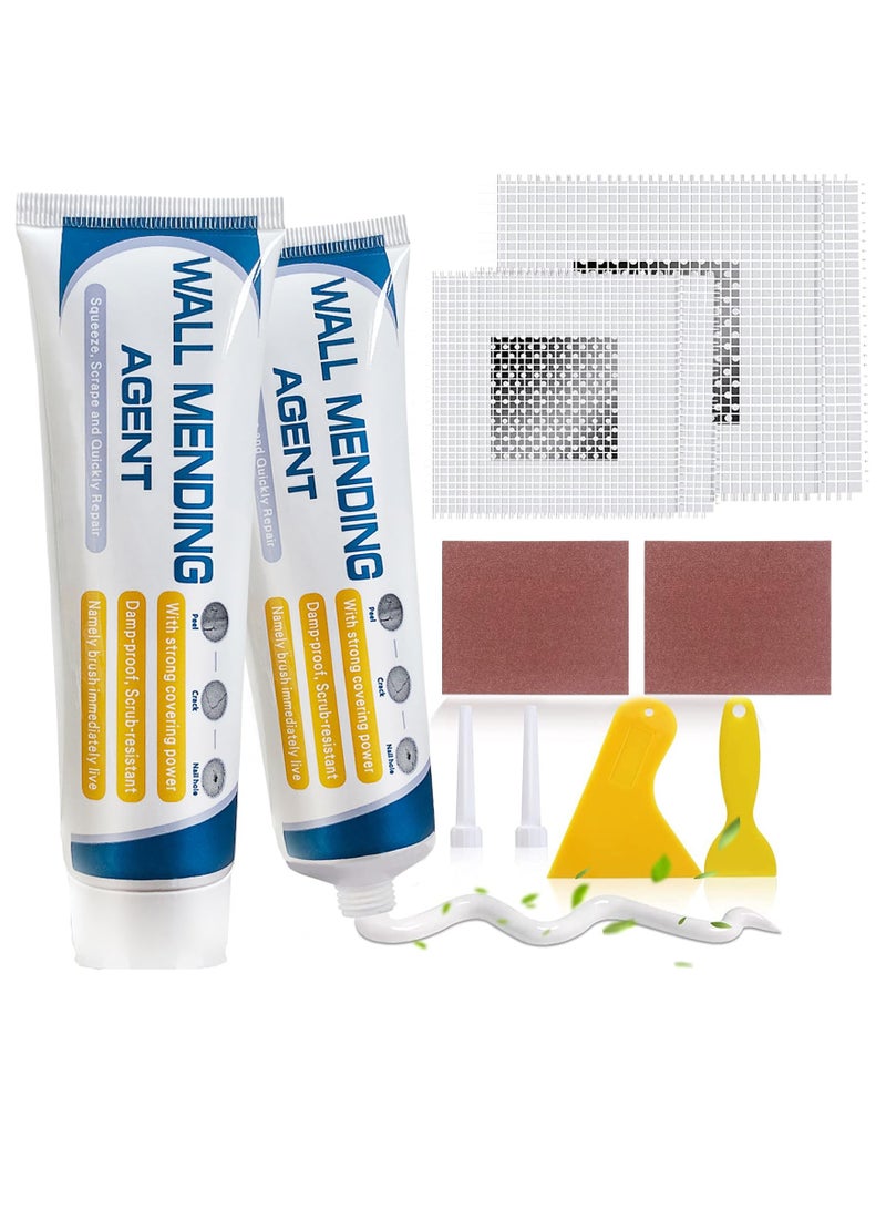 Drywall Repair Kit, 2 Pcs Wall Repair Patch Kit with Scraper, Wall Mending Agent Large Hole Drywall Patch, Easy to Fill Holes in Home Wall and Quick Repair Crack, Plaster Wall Repair