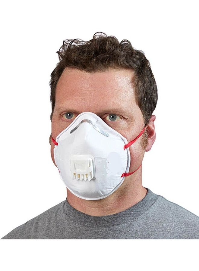 10-Piece FFP2 Respirator With Valve White 15 x 13 x 19cm